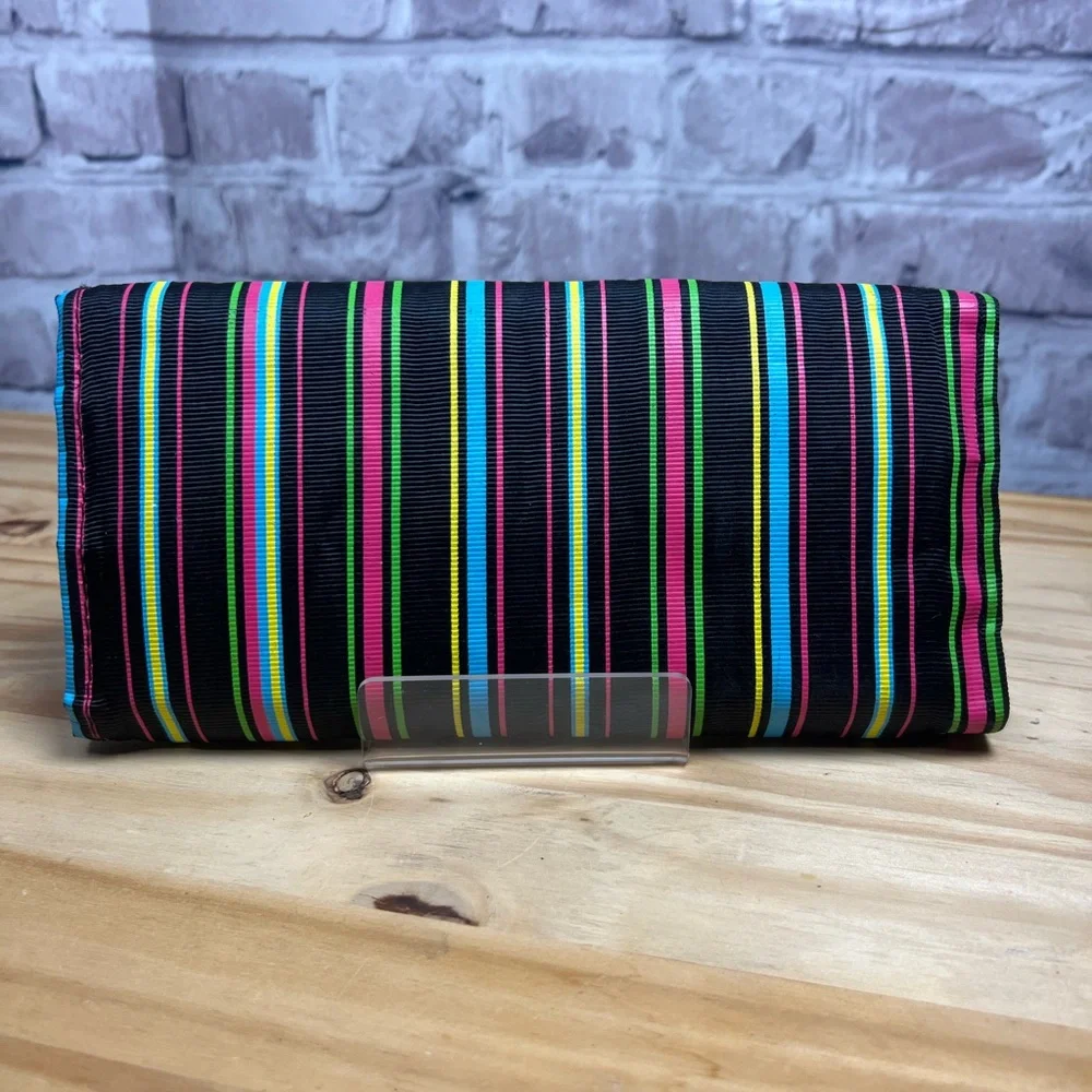 *2/$10* Multicolor Striped Travel Jewelry Roll with embroidered R - Picture 2 of 4